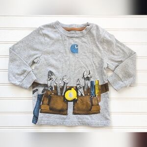Carhartt Gray Long Sleeve Kids Tee with Tool Belt Design
